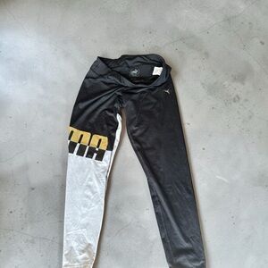 PUMA Black, White & Gold Colorblock Ladies Leggings